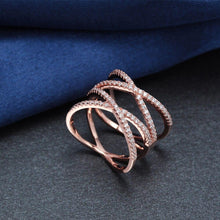 Double Cross Rose Gold 925 Sterling Silver Womens Ring - Promise Rings