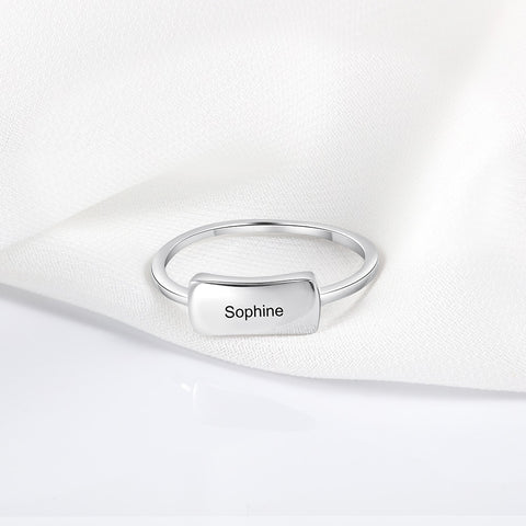Personalized Simple Minimalist Bar 925 Sterling Silver Womens Ring