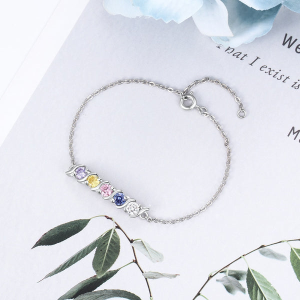 Personalized 5 Birthstone friendship family Bracelet