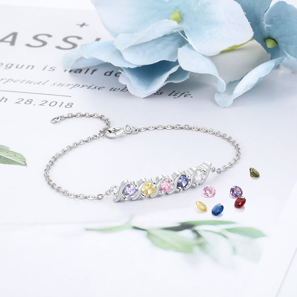 Personalized 5 Birthstone friendship family Bracelet