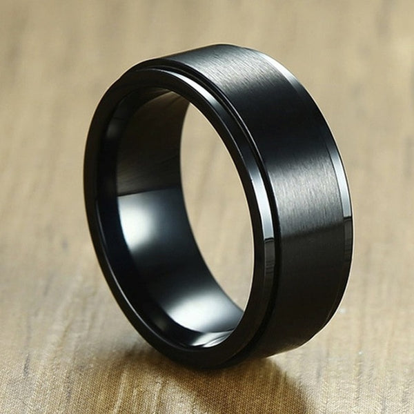 Glossy Black Spinner Fidget Rings for anxiety