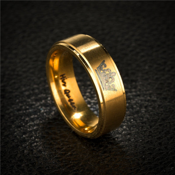 6mm Her King & His Queen Crowns Couples Rings