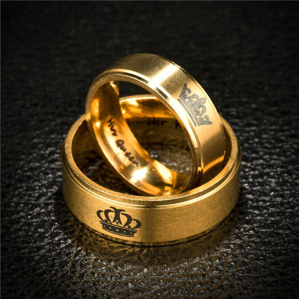 6mm Her King & His Queen Gold Couples Rings