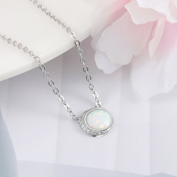 Opal 925 Sterling Silver Womens Necklace