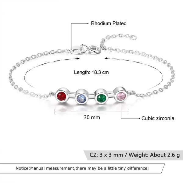 Personalized 4 Birthstone friendship family Bracelet