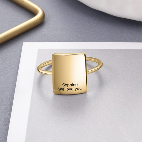 Personalized Square Minimalist Stainless Steel Women's Ring