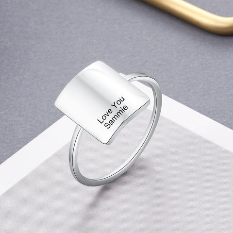 Personalized Square Minimalist Stainless Steel Women's Ring