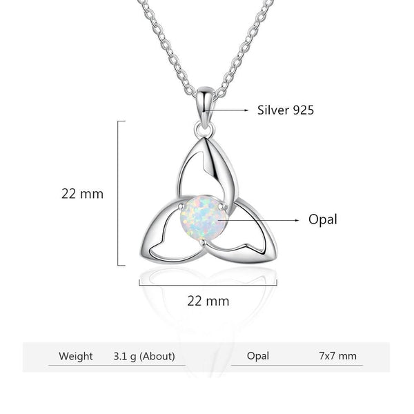 Celtic Triquetra Trinity Knot Opal Womens Necklace