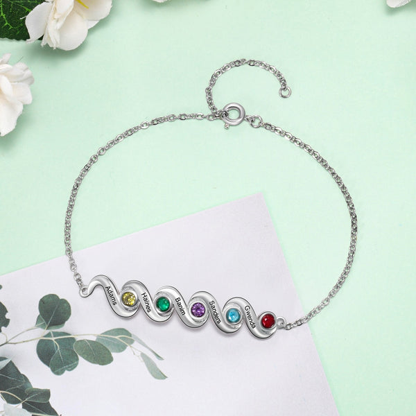 personalized friendship bracelet 5 birthstones & names