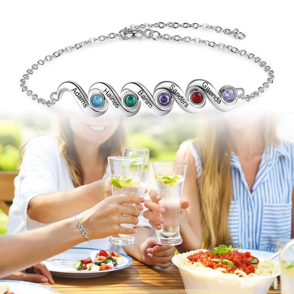 personalized friendship bracelet 5 birthstones & names