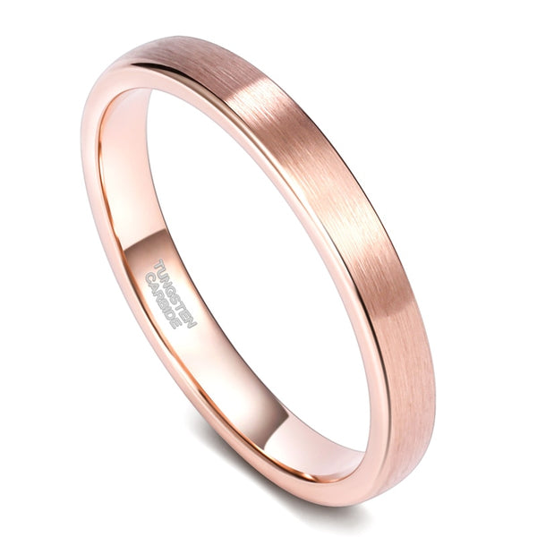 3mm Minimalist Rose Gold Color Womens Ring