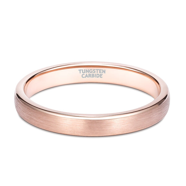 3mm Minimalist Rose Gold Color Womens Ring