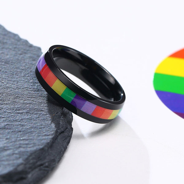 LGBT Rainbow Stainless Steel Rings