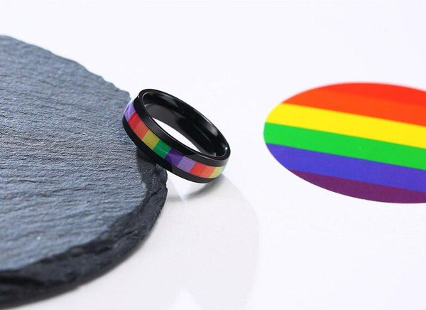 LGBT Rainbow Stainless Steel Rings