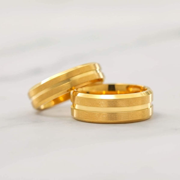 8mm Gold Color Matte Titanium Mens Rings