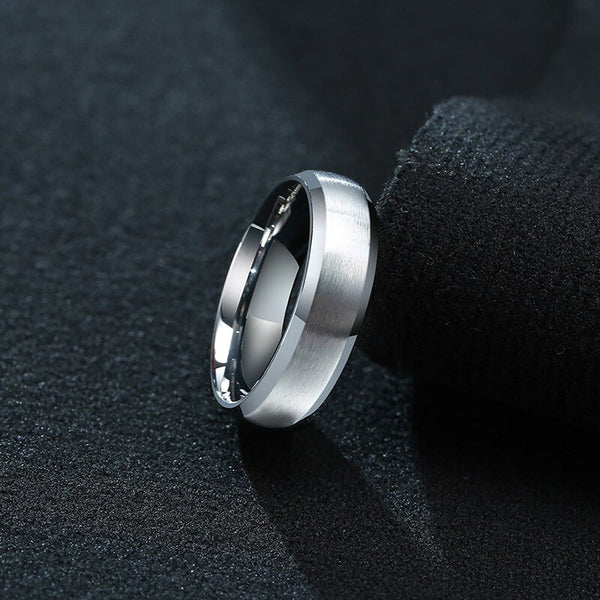 6mm Silver Matte Stainless Steel Mens Ring