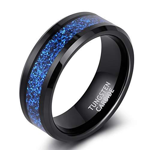 Black & Blue Polished Tungsten Men's Ring