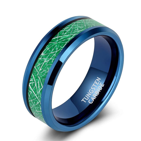 8mm Blue & Green Tungsten Men's Ring