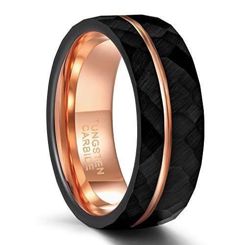 Rose Gold and Black Hammered Ring