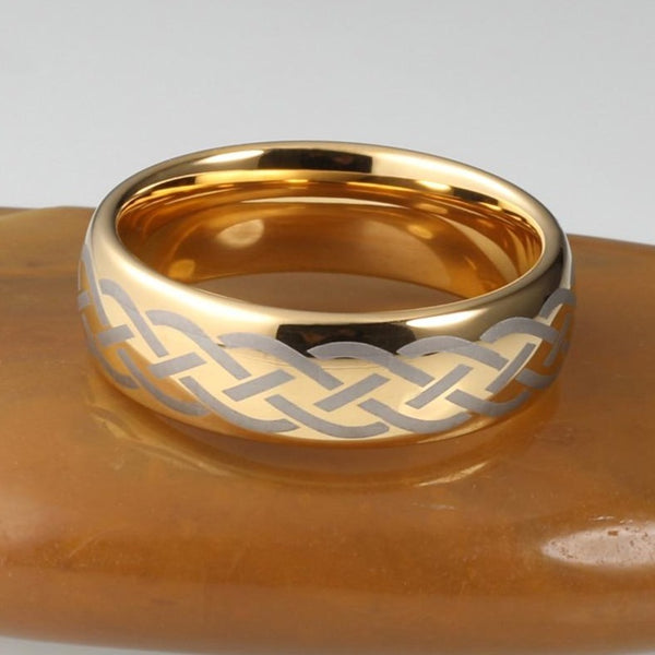 Traditional Celtic Knot Gold Mens Ring