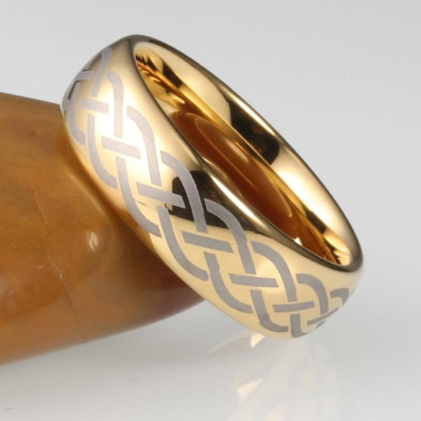 Traditional Celtic Knot Gold Mens Ring