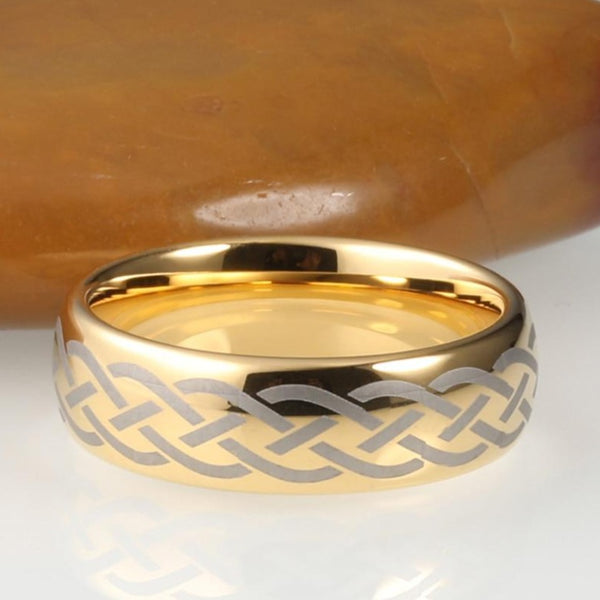 Traditional Celtic Knot Gold Mens Ring