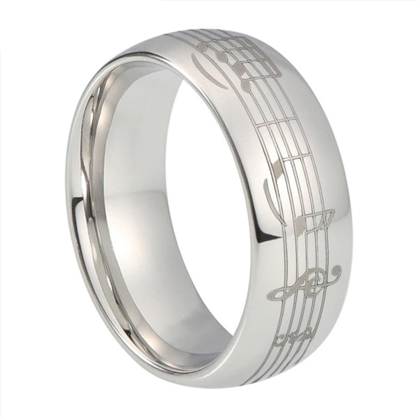 Piano Music Notes Silver Tungsten Ring