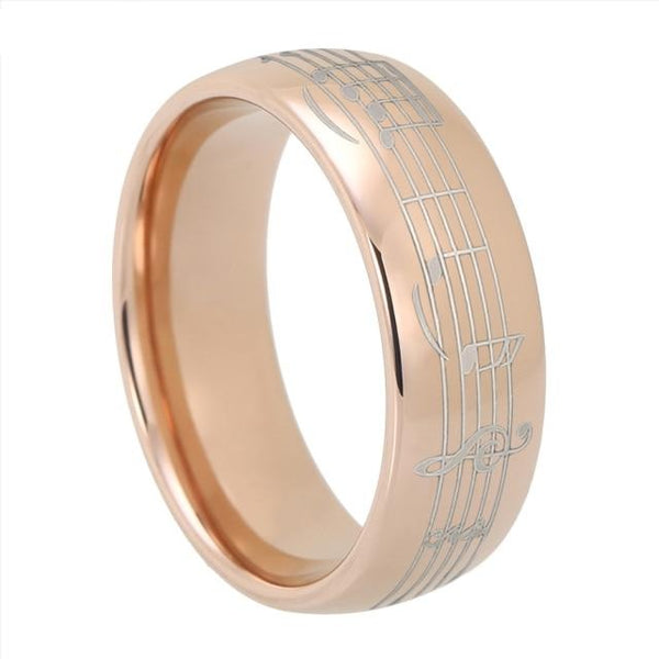 Piano Note Music Rose Gold Tungsten Ring