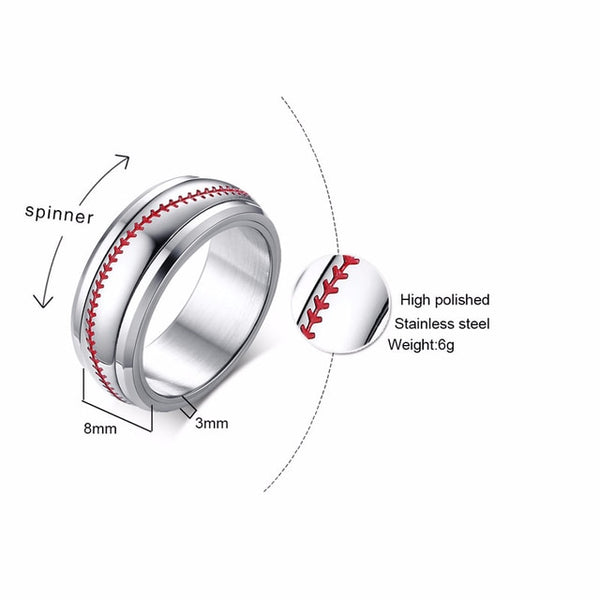 Baseball Silver Spinner Ring