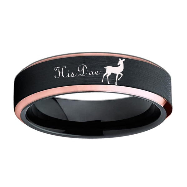 His Doe black womens ring gift for her