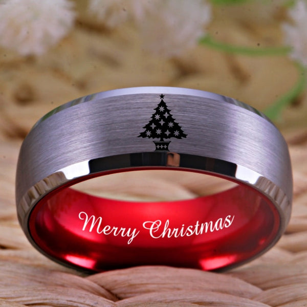 Christmas Ring, Xmas Tree Ring Gift For Men or Women