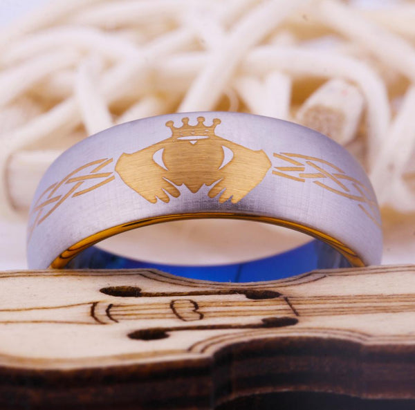 Irish claddagh crown heart wedding ring