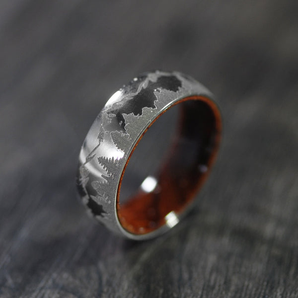 Forest & Mountains Wilderness Barrel Wood Ring