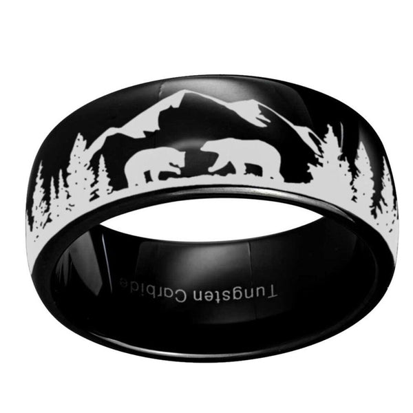 Two bears animals wilderness mountains couples rings