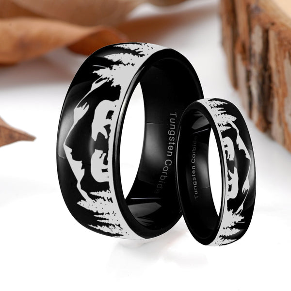 Two bears animals wilderness mountains couples rings