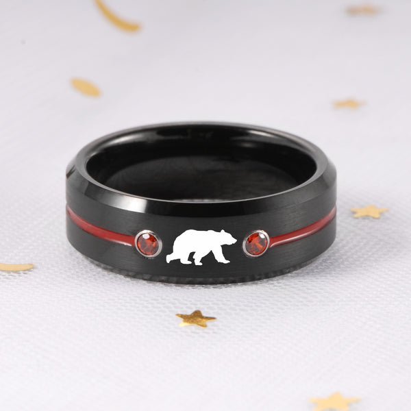 Bears animals wilderness red stones black ring