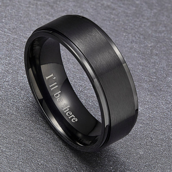 Personalized Black Titanium Mens Ring