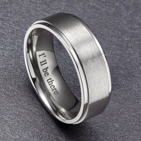 Personalized Silver Titanium Mens Ring