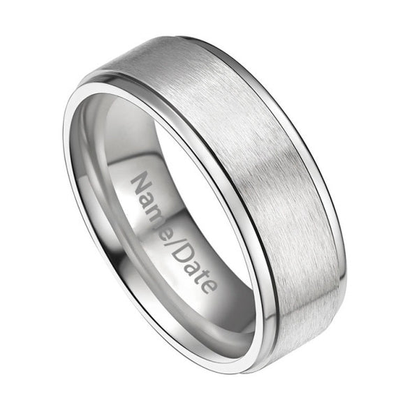 Personalized Silver Titanium Mens Ring