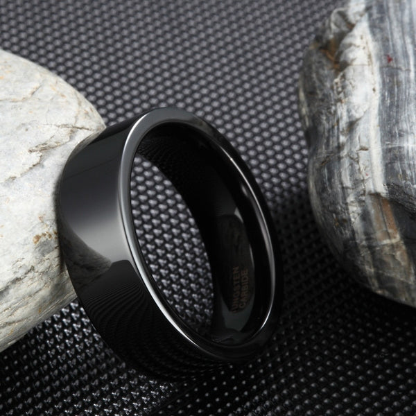 Black High Polished Tungsten Rings