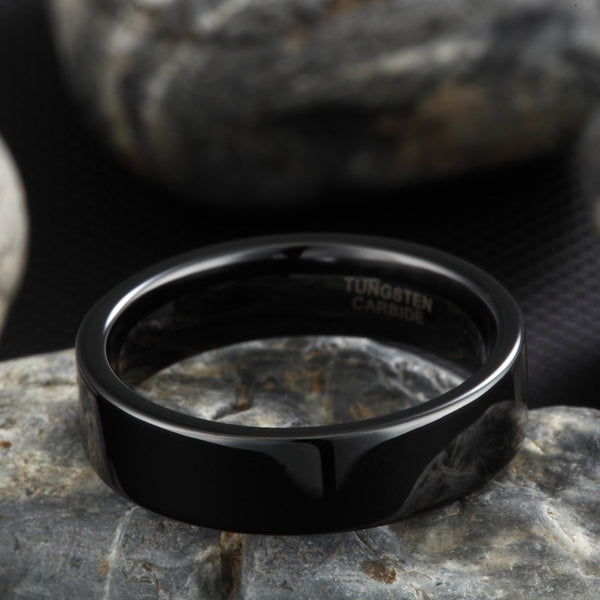 Black High Polished Tungsten Rings