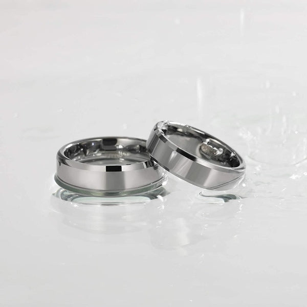 Luxury Silver Tungsten Matching Rings Set