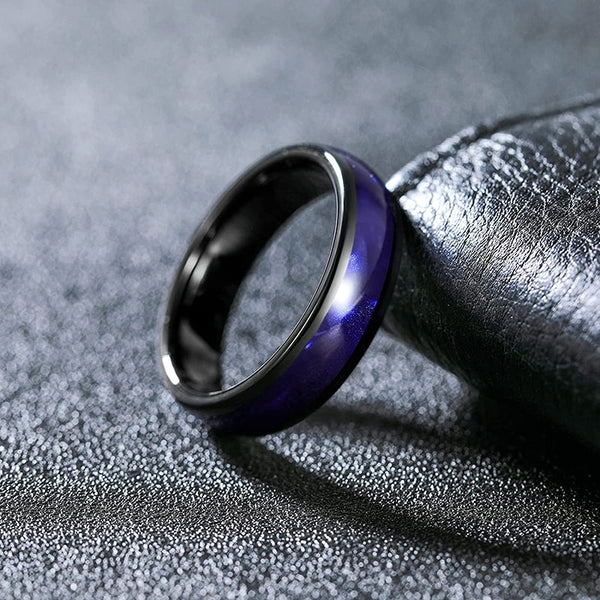 Blue Crushed Shell & Blacka Tungsten Ring