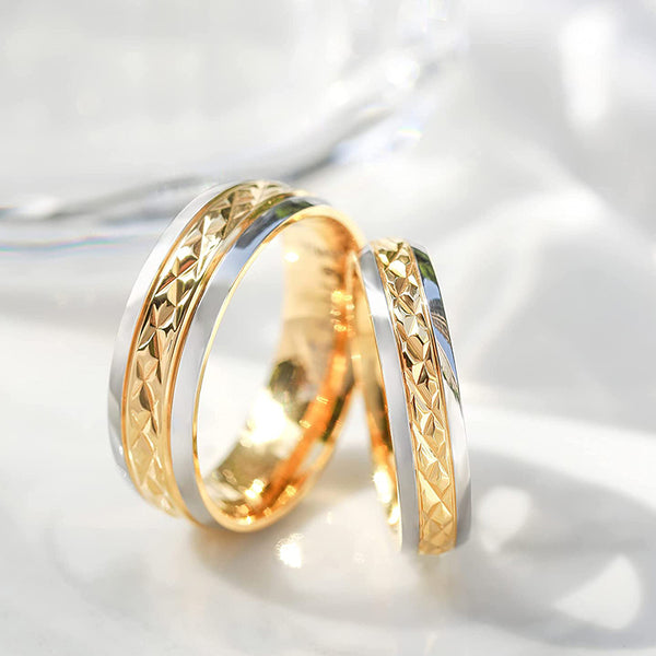 Unique Gold Dome Titanium Couples Rings
