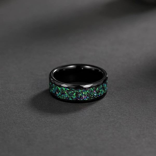 8mm Multi-Colors Opal Inlay Mens Rings