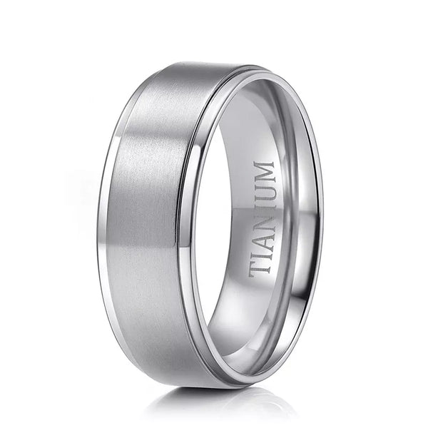 8mm Silver Classic Titanium Unisex Ring