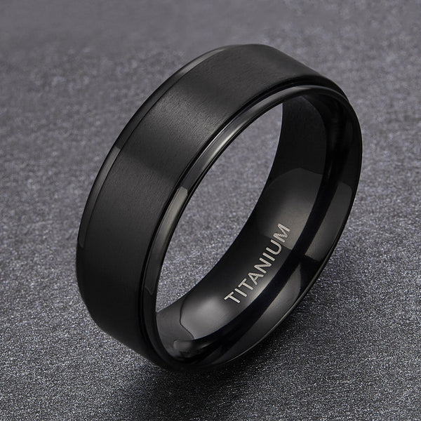8mm Black Classic Titanium Unisex Ring