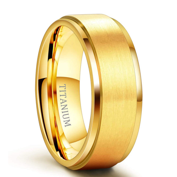 8mm Gold Classic Titanium Unisex Ring