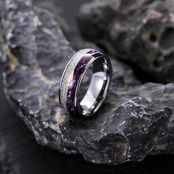Rose Gold Arrow, Purple Agate & Meteorite Ring