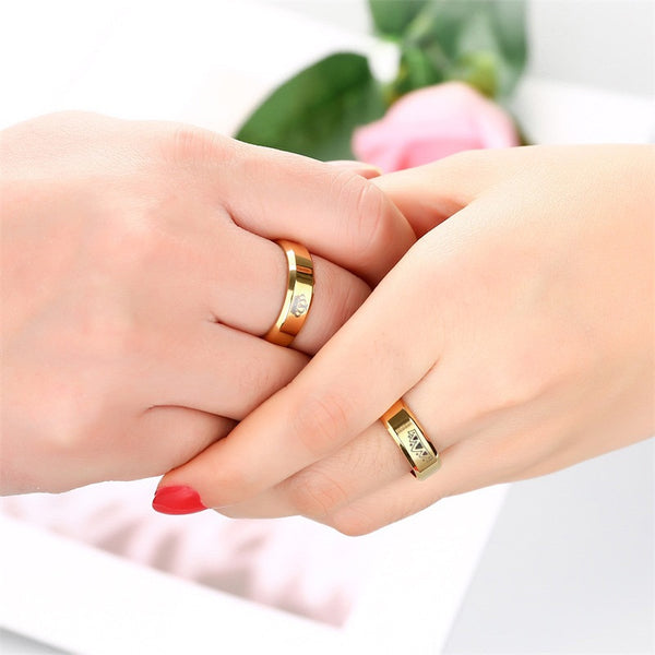 King and Queen Polished Gold Couples Rings